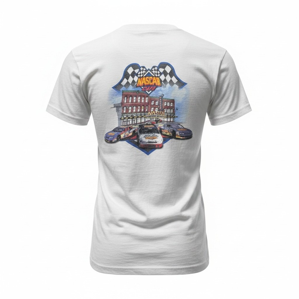 Vintage NASCAR‎ Cafe T-Shirt Mens Medium White Nashville Racing Graphic